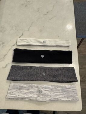 Lululemon Logo Stretch Headbands - Black, White, Gray, Heather Stripe